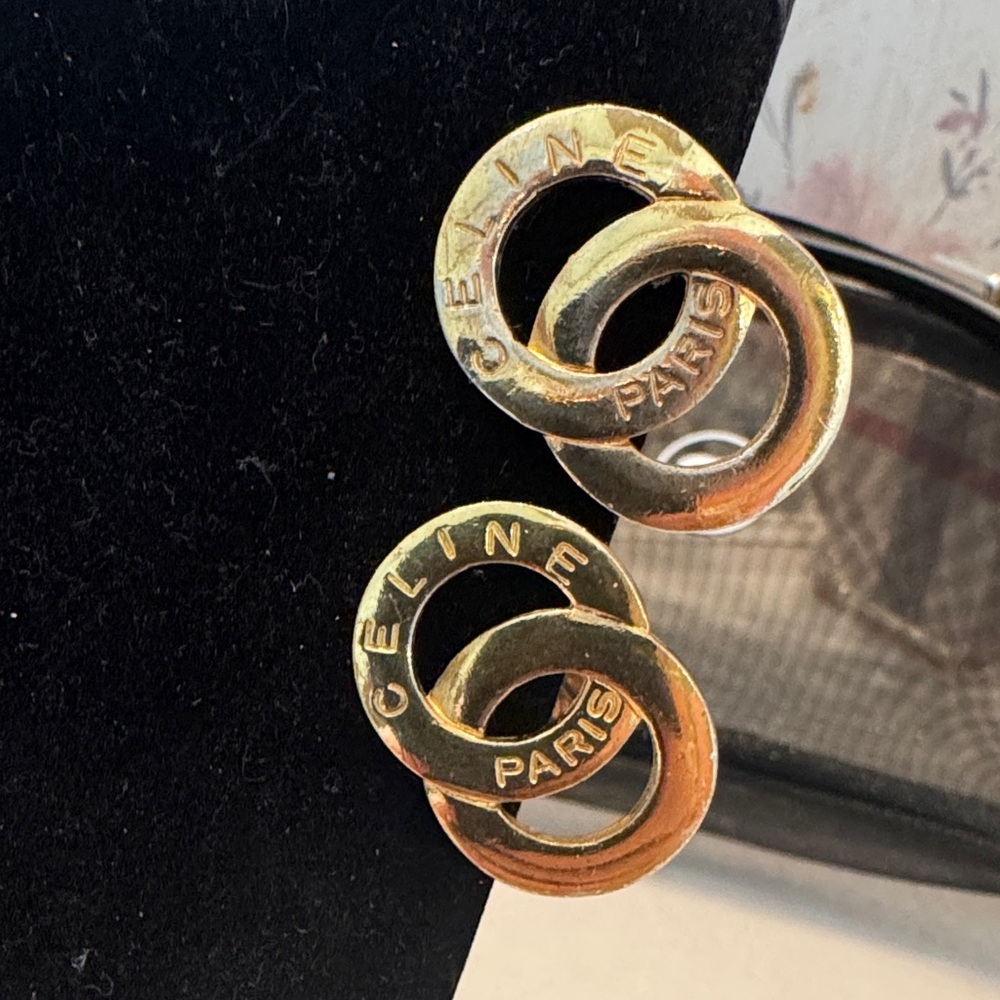 Celine Gold Interlocking Hoop Earrings